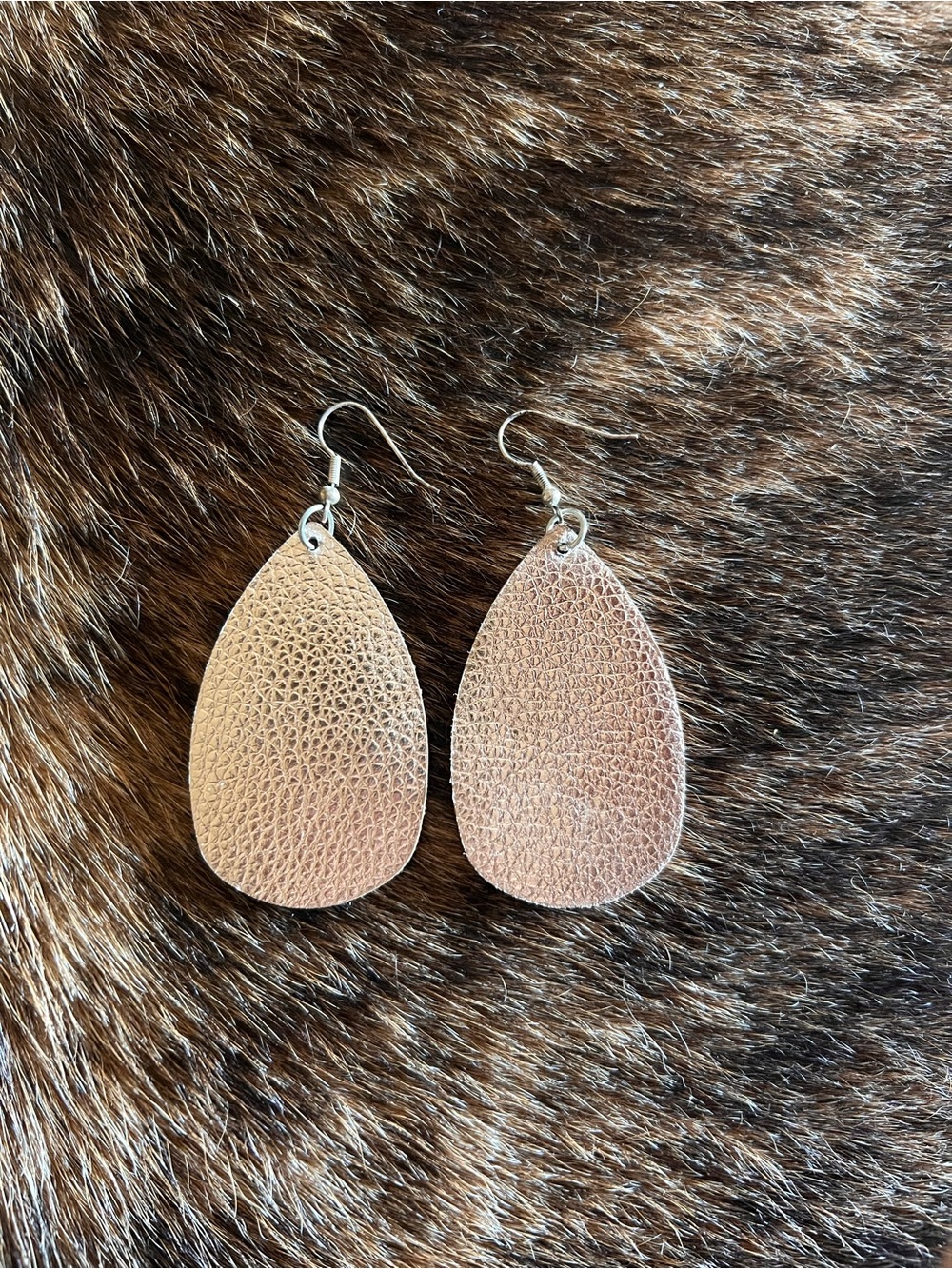 Leather Teardrop Dangle Earrings